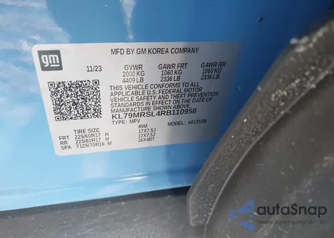 2024 Chevrolet Trailblazer Awd Lt z USA, uszkodzony, nr VIN KL79MRSL4RB110958